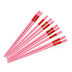 Набір паличок для суші рожевий із золотими рибками на 5 пар 11