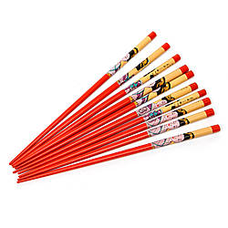 Набір паличок для суші червоний із китаянкою на 5 пар 15