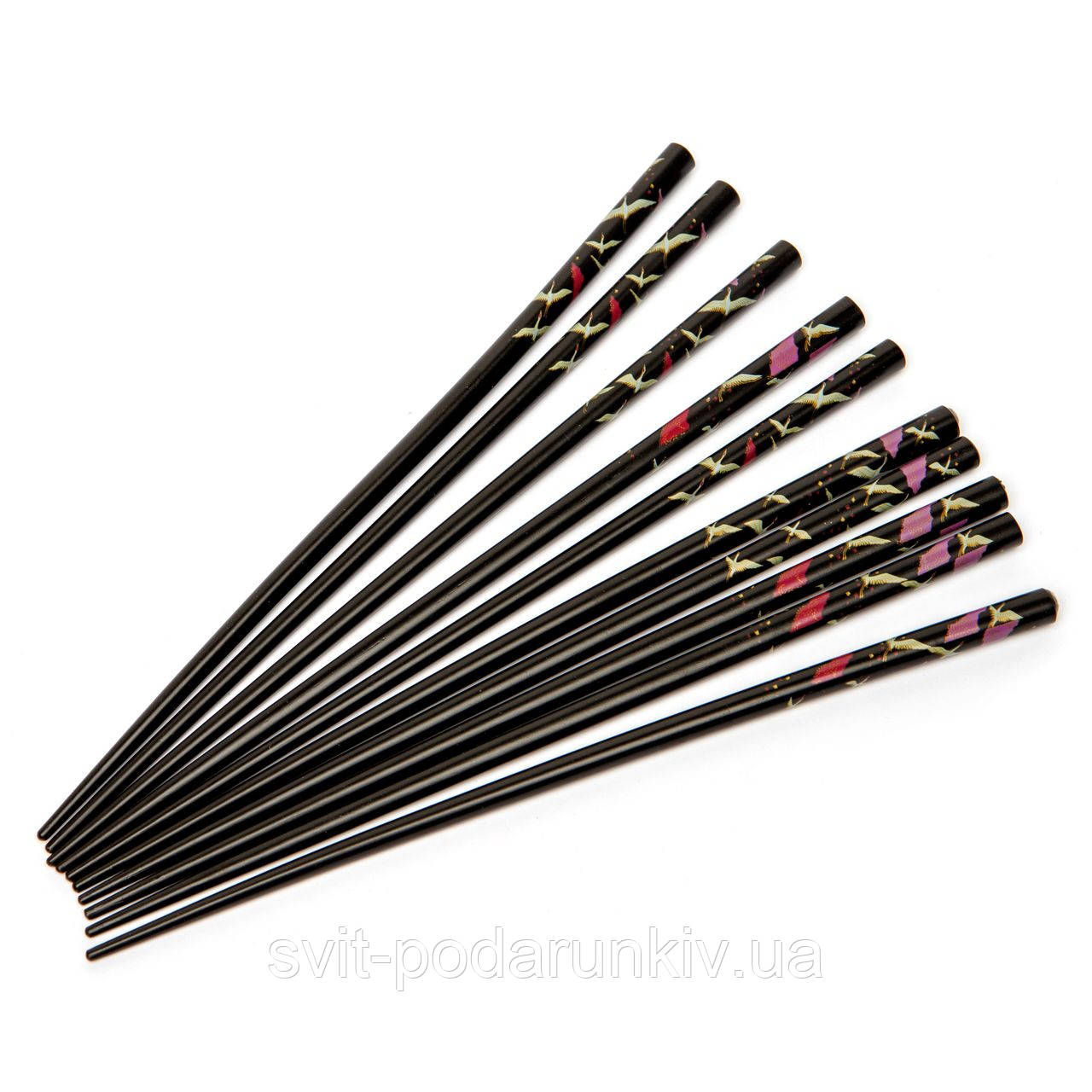 Набір паличок для суші чорний із золотими жураями на 5 пар 18, фото 1
