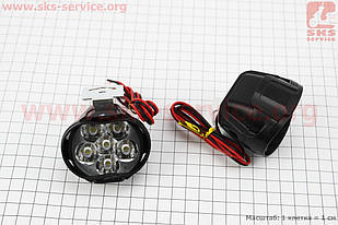 Фара додаткова світлодіодна вологозахисна 6 LED з кріпленням комплект 2 шт 64х52 мм