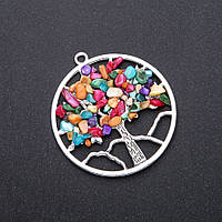 Кулон "Дерево щастя " Перламутр різнокольоровий d-57мм купити біжутерію гуртом