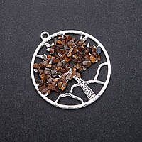 Кулон "Дерево щастя" Тигрове око d-57мм купити біжутерію дешево оптом в інтернеті