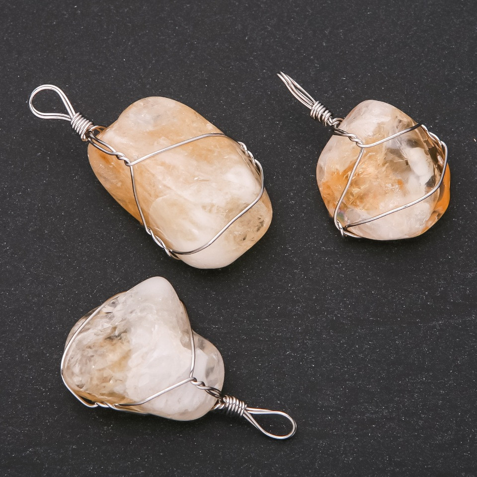 Кулон Цитрин в обплетенні 20х30(+-)мм купити біжутерію дешево оптом в інтернеті