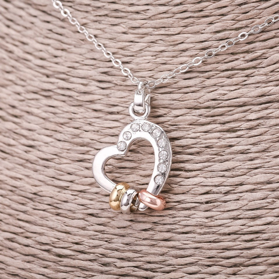 Кулон на ланцюжку Серце колір страз білий d-16х23мм L-45-50см сріблястий метал купити біжутерію дешево оптом в інтернеті