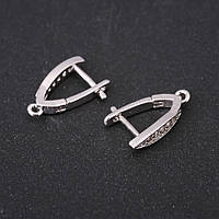 Швензи для сережок з стразами 19х4мм сріблястий метал ціна за пару купити біжутерію дешево оптом в інтернеті