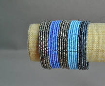 Браслет бісер скоба фіолетово-синьо-сірий купити біжутерію оптом в інтернеті