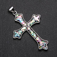 Кулон Хрест з Халіотисом в оправі 68х47мм купити біжутерію гуртом