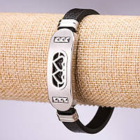 Браслет еко шкіра Серця L-20см s-10мм колір "родій" купити біжутерію дешево оптом в інтернеті