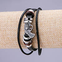 Браслет Револьвер L-21см s-15мм еко шкіра чорна купити біжутерію дешево оптом в інтернеті