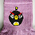 Жіночі шкарпетки з принтом angry birds бузкові, фото 3