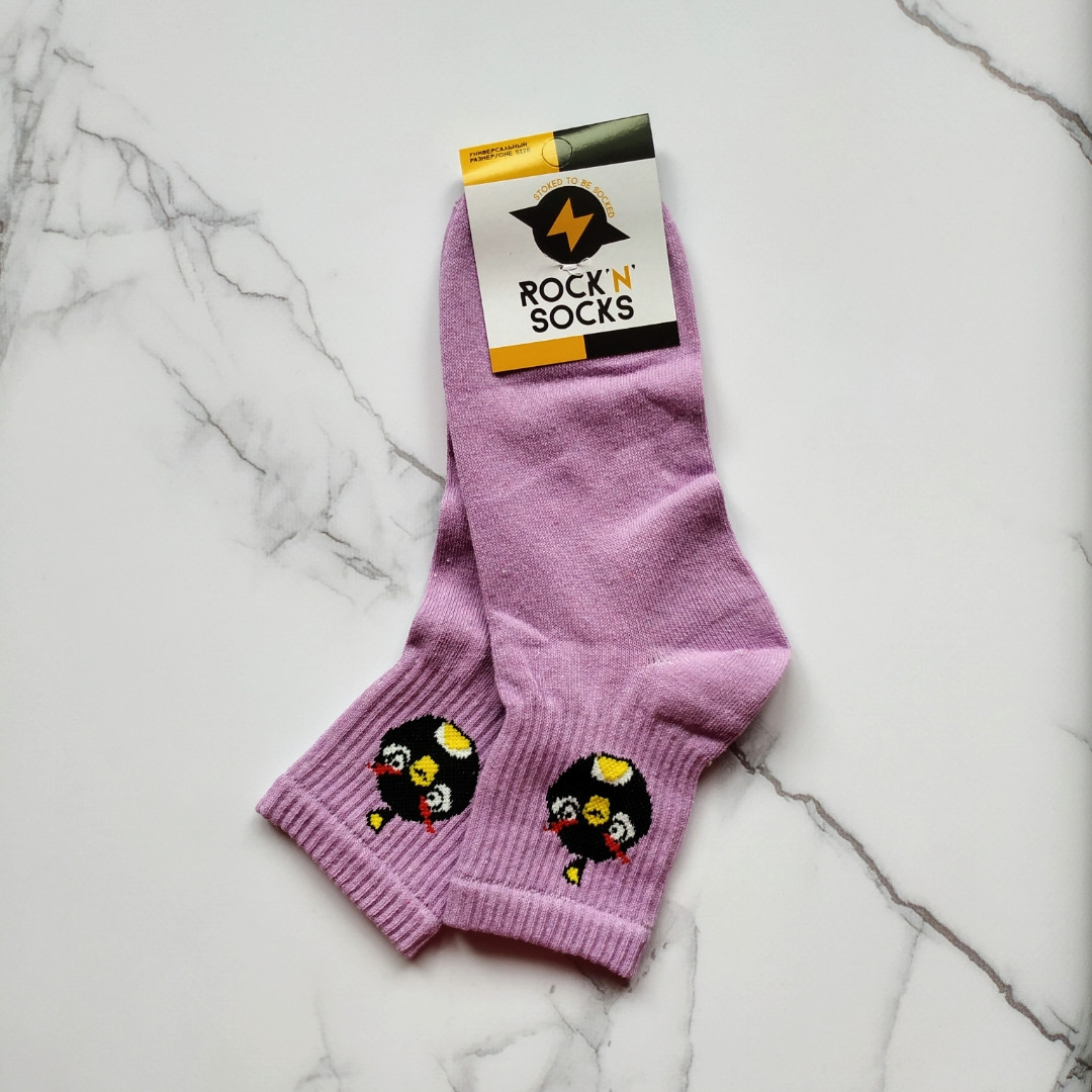 Жіночі шкарпетки з принтом angry birds бузкові