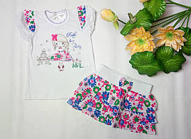 Комплект спідниця-футболка "Яскраві квіти"