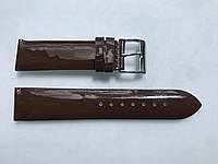 Шкіряний ремінець для годинника розмір 22 мм лакований коричневий, гладкий