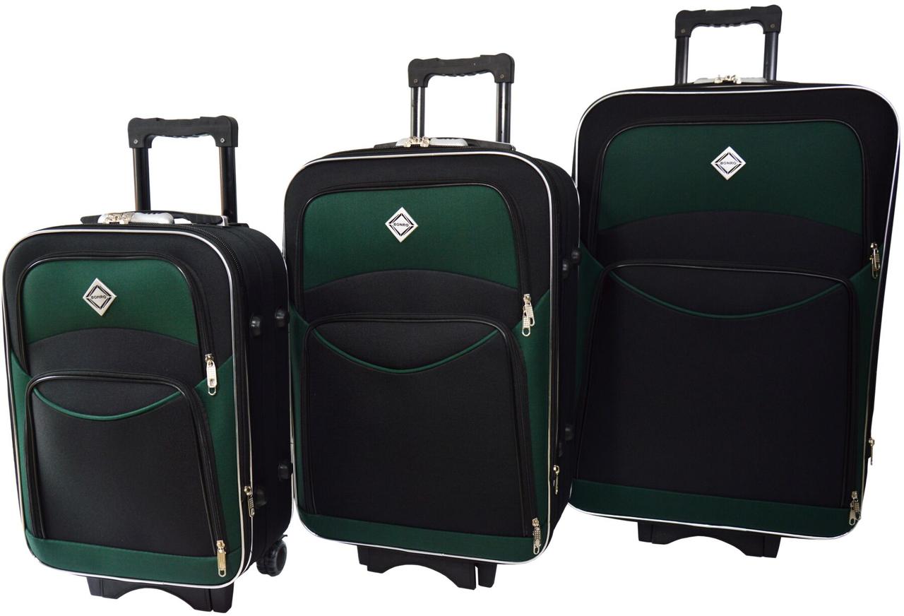Набір валіз Bonro Style 3 штуки чорно-зелений (10010316)
