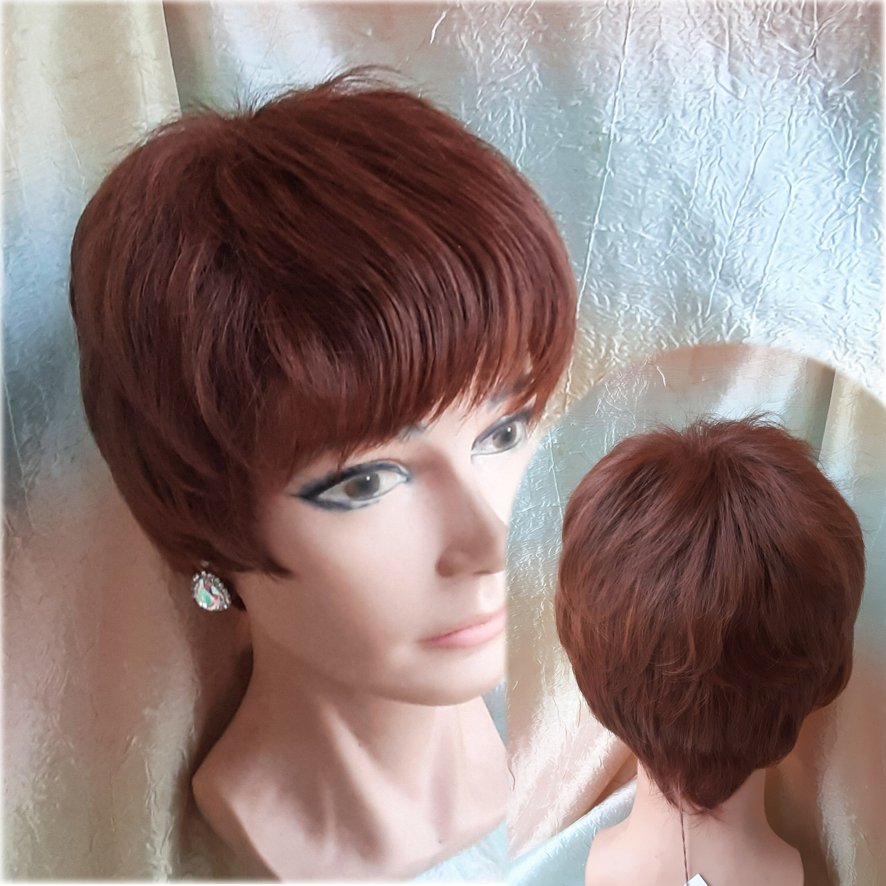 Перука коротка з термоволосся мідно-каштановий RG1777-33А, фото 1