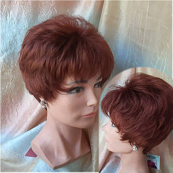 Перука коротка з термоволосся темно-мідна TR KOLN - 131