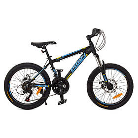 Спортивний велосипед 20 дюймів Profi G20OPTIMAL A20.1 Чорно-блакитний | Алюмінева рама SHIMANO 21SP