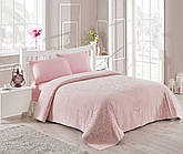 Махрове жаккардове простирадло/ покривало 200*220 Tм Tac Dama Orkide рожевий