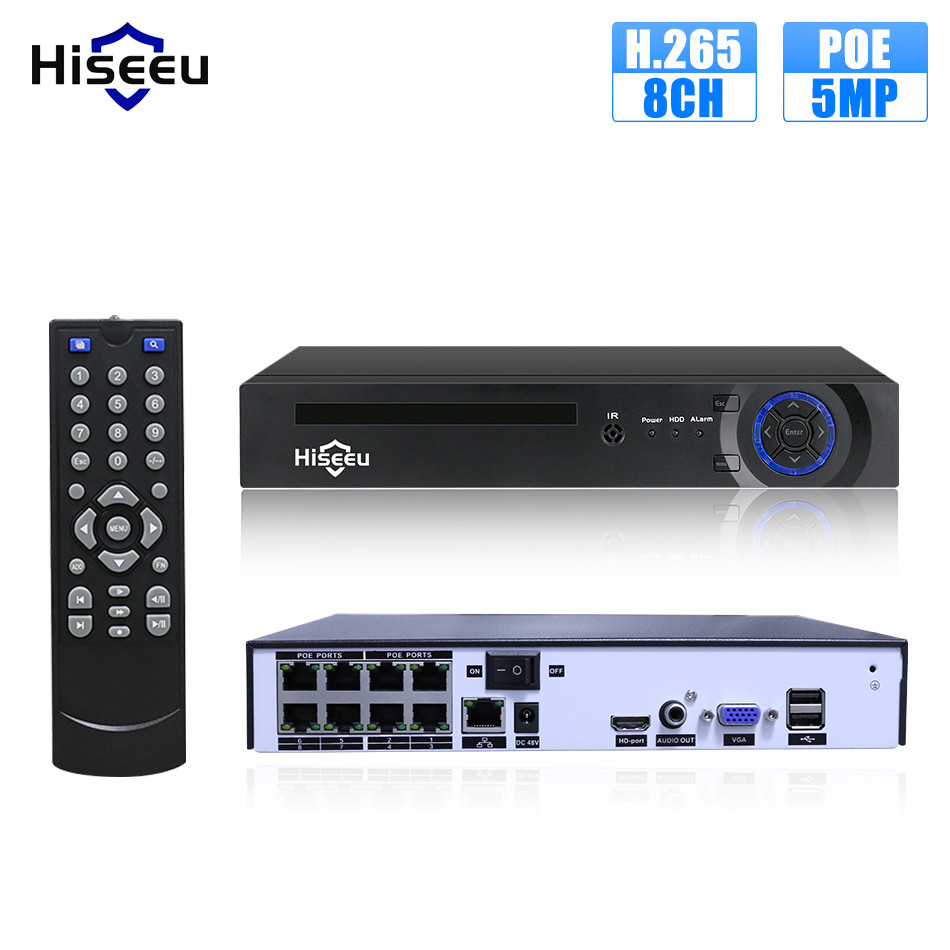 POE-відеореєстратор IP NVR Hiseeu H5NVR-P-8 8канальний Ultra HD, фото 1