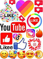 Вафельна картинка Соцмережі інстаграм, ютуб, лайки А4 (vk1075)