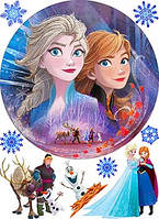 Вафельная картинка Холодное сердце (Frozen) Эльза и Анна, Олаф А4 (vk1068)