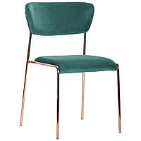 Современный стильный мягкий обеденный стул хром на металлическом каркасе Alphabet A gold / dark green, TM AMF