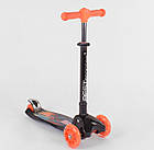 Триколісний самокат Best Scooter MINI чорний зі складаним кермом з фарою і PU-колесами зі світлом, фото 3