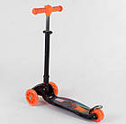 Триколісний самокат Best Scooter MINI чорний зі складаним кермом з фарою і PU-колесами зі світлом, фото 5