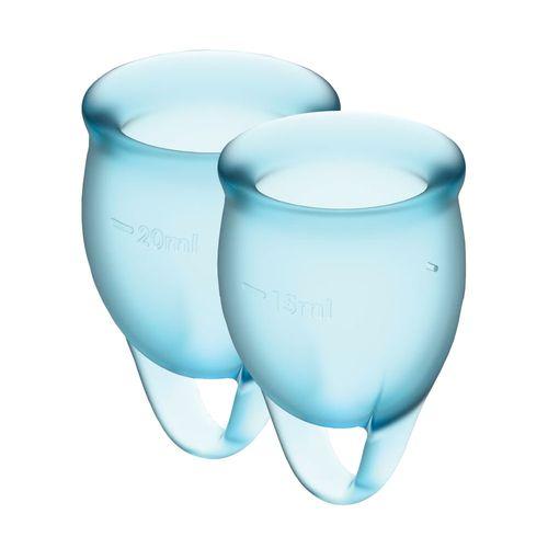 Набор менструальных чаш Satisfyer Feel Confident (light blue), 15мл и 20мл, мешочек для хранения - фото 1 - id-p1190868119