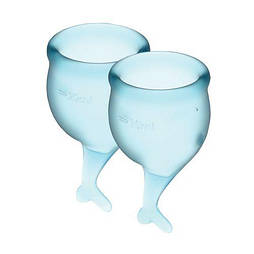 Набір менструальних чаш Satisfyer Feel Secure (light blue), 15мл і 20мл, мішечок для зберігання 777Store.com.ua