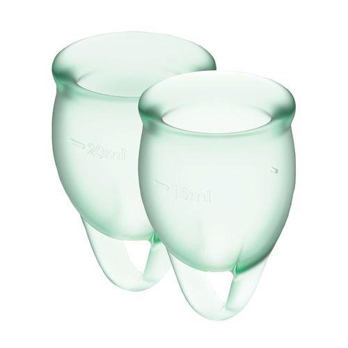 Набір менструальних чаш Satisfyer Feel Confident (light green), 15мл і 20мл, мішечок для зберігання 18+
