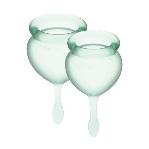 Набір менструальних чаш Satisfyer Feel Good (light green), 15мл і 20мл, мішечок для зберігання 18+