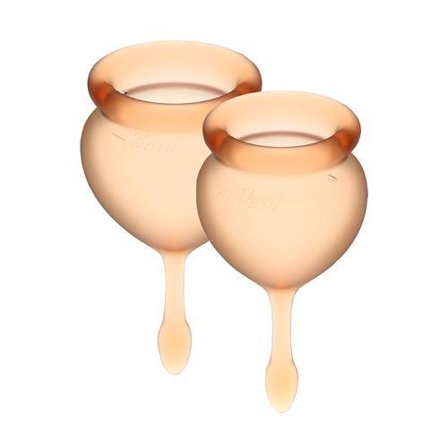 Набір менструальних чаш Satisfyer Feel Good (orange), 15мл і 20мл, мішечок для зберігання 18+