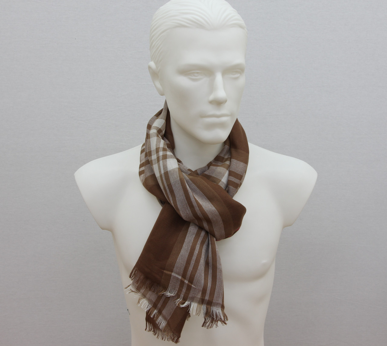 Шарф M&JJ Клітка Коричневий 180х65 см (1636), фото 1