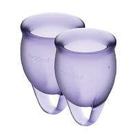 Менструальная чаша для критических дней - набор Satisfyer Feel Confident (lila), 15мл и 20мл