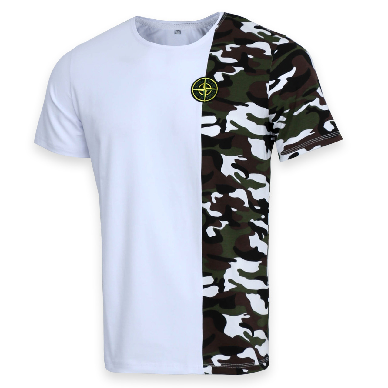 Футболка білий/зел камуфляж STONE ISLAND з патчем Ф-108 WHT/K-5 L (Р) 20-828-020, фото 1