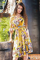 Літнє плаття з рюшами арт.200 асорті на жовтому ( №14)