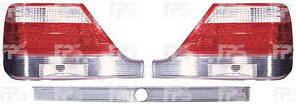 Ліхтарі задні для Mercedes W140 '91-98 (S-Class) комплект (DEPO) лівий, правий, середній, хромований відбивач + Led