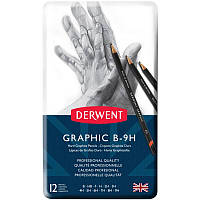 Набір графіт.олівець. Graphic Technical Hard в мет.кообке 12шт.(тверді) від B до 9H, Derwent 34213