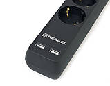 Фільтр-подовжувач REAL-EL RS-6 PROTECT USB 3m чорний УЦІНКА, фото 7