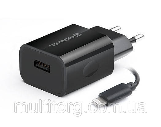 Зарядний пристрій REAL-EL CH-217 USB (Lightning кабель + USB)