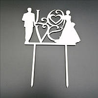 Дерев'яний топер для весільного торта, 10х14 см, арт. TPR-010