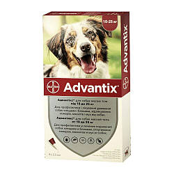 Краплі  для собак вагою 10-25 кг, Advantix від бліх і кліщів Bayer, ціна за 1 піпетку