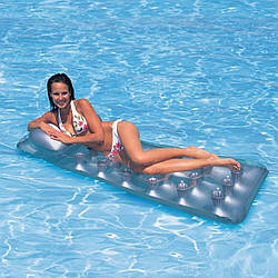 Пляжний надувний матрац з підголовником Intex 58894, 188*71 см, сріблястий