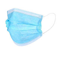 Маска захисна медична одноразова для обличчя тришарова блакитна 1 шт.