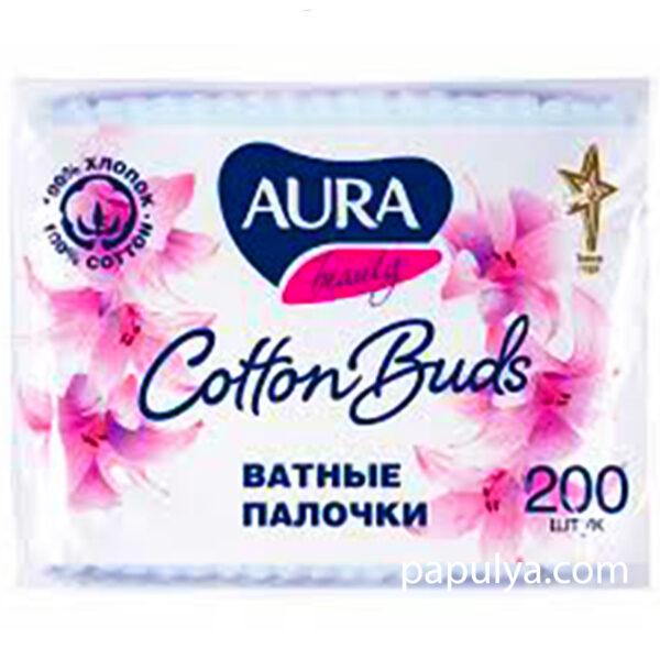 Ватные палочки Cotton Club Aura Beauty 200 шт п/е пакет - фото 1 - id-p1191125580