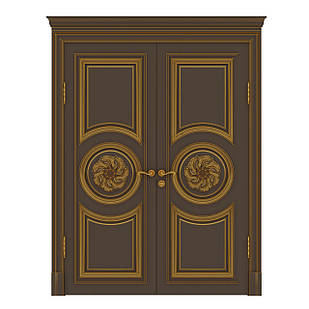 Міжкімнатні двері Casa Verdi Napoli 8 з масиву вільхи подвійна орні з золотою патиною