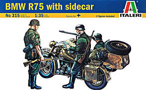 BMW R75. Збірна модель німецького мотоцикла + 3 фігури піхотинців у масштабі 1/35. ITALERI 315