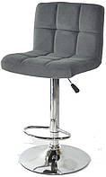 Барный стул Arno Bar CH - Base Bar серый В-1004 на хромированной базе с подножкой, с регулируемой высотой