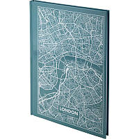 Книга записная Axent Maps London 8422-516-A, A4, 210x295 мм, 96 листов, клетка, твердая обложка, бирюзовая